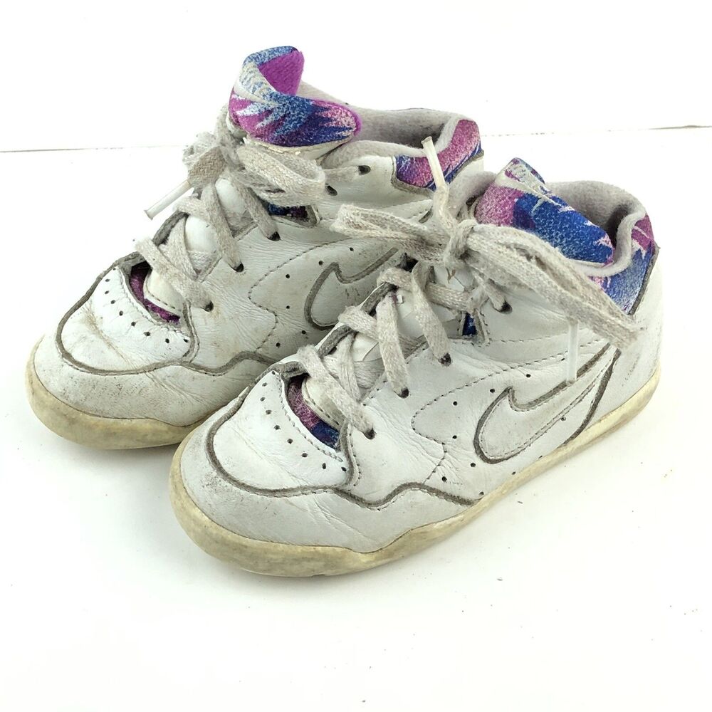Nike Toddler Infant ABC White Purple Blue Leather Hightops 150008 US 7 SH4